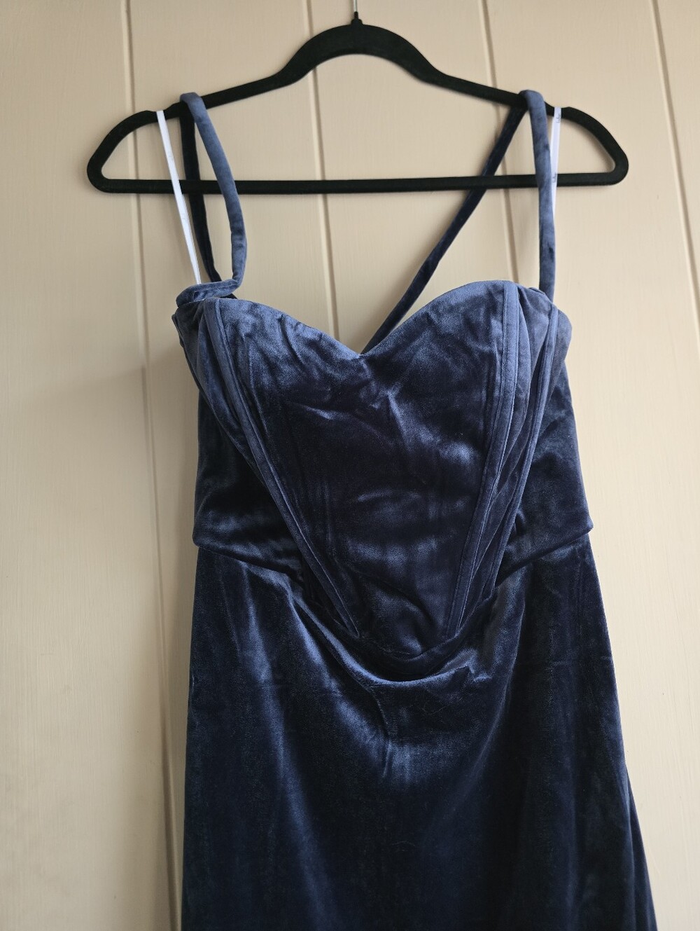 Extravagant Muse Dark Slate Velvet Lace-Up Bustier Maxi Dress - Picture 15 of 16